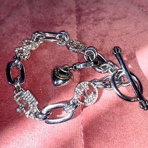 Juicy Couture bracelet Silver Iconic heart J Cherry Crown Bling Bling